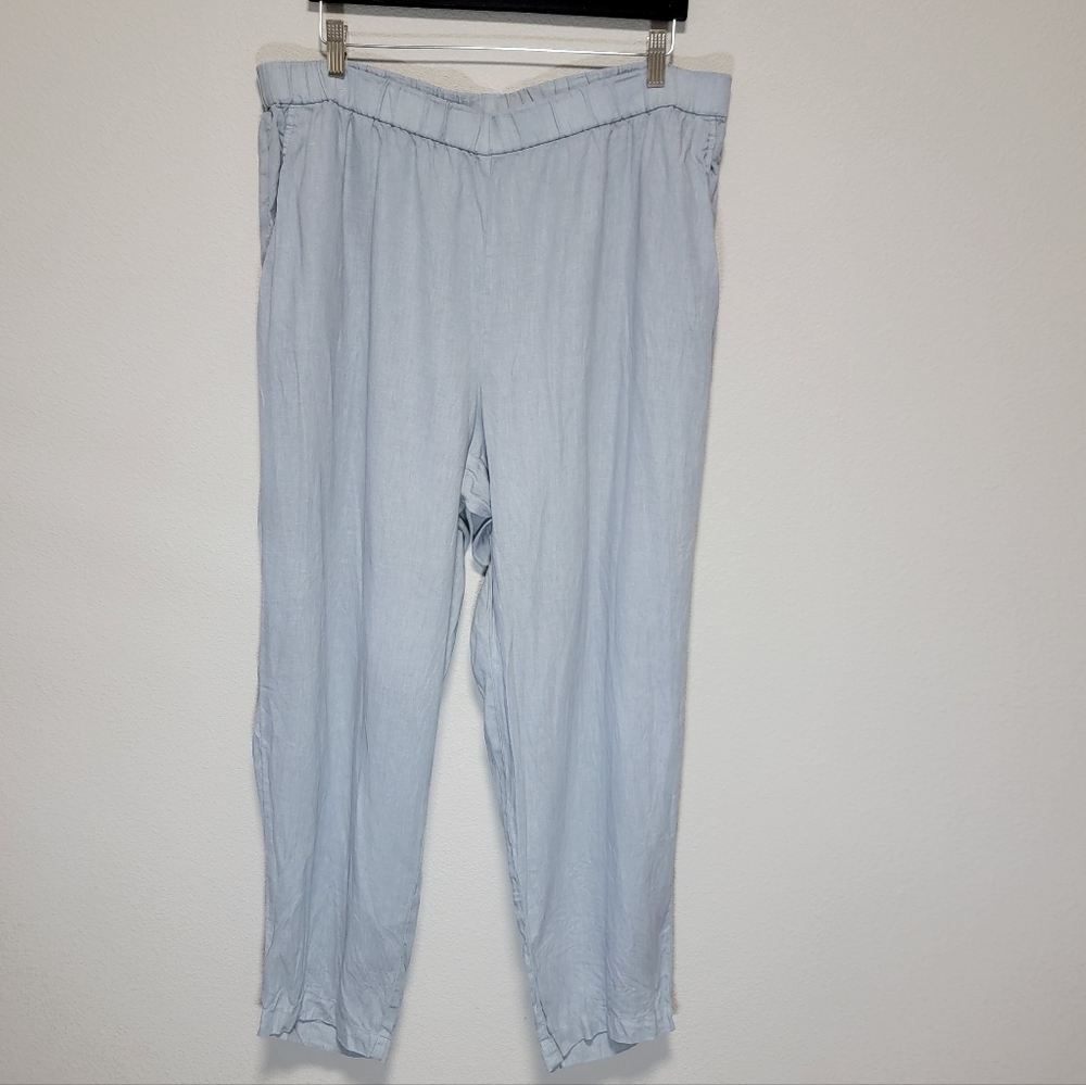 Eileen Fisher Longline Full Length Linen Gray Pullon Pants